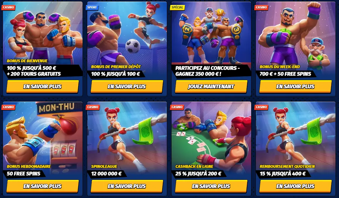 Promotions nous — bonus de bienvenue, rechargements, cashback et campagnes récurrentes